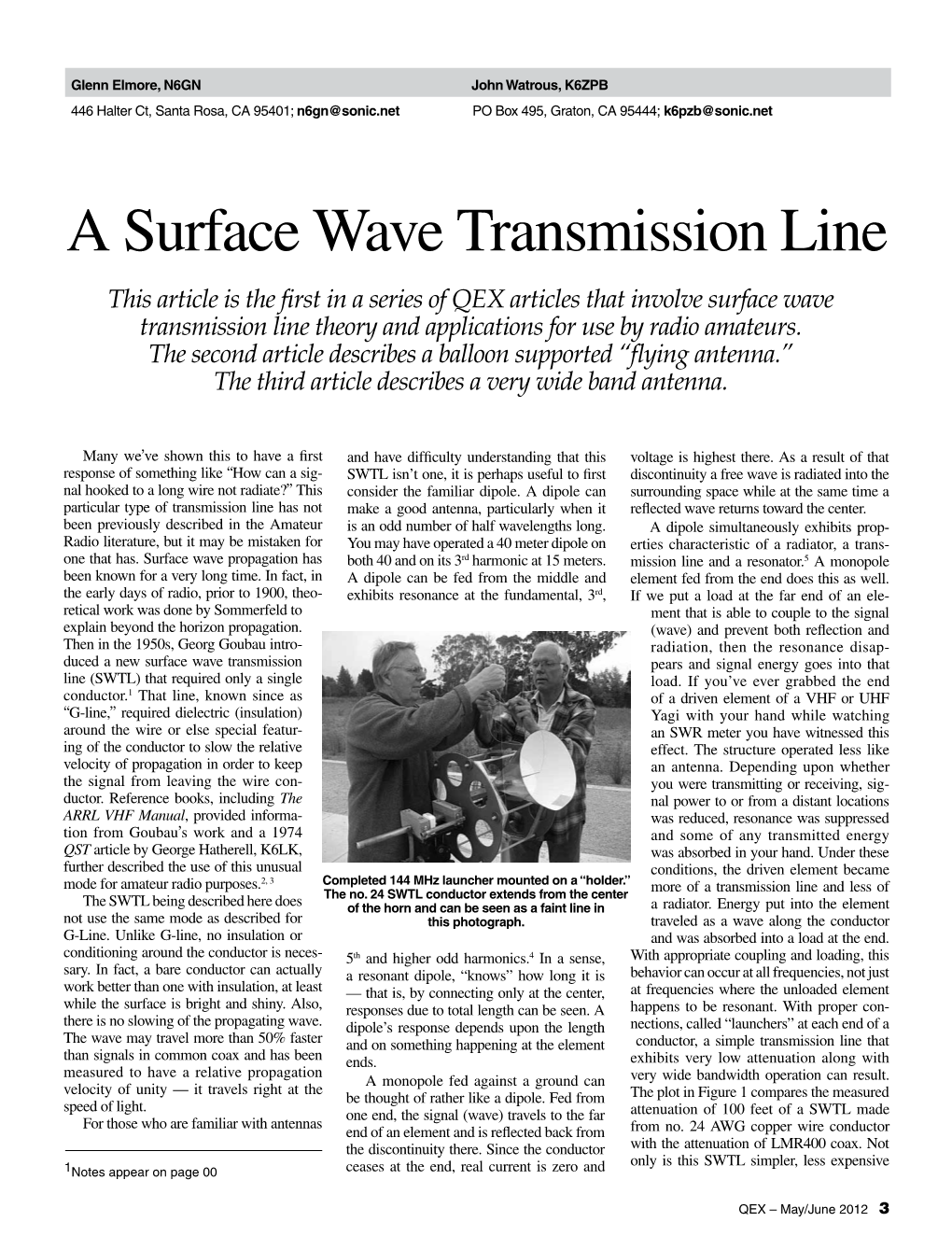 A Surface Wave Transmission Line