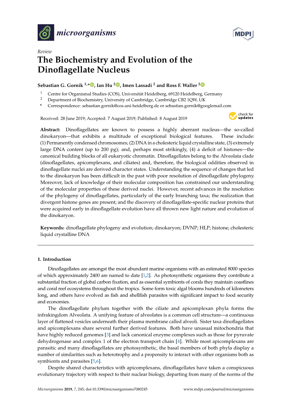 The Biochemistry and Evolution of the Dinoflagellate Nucleus