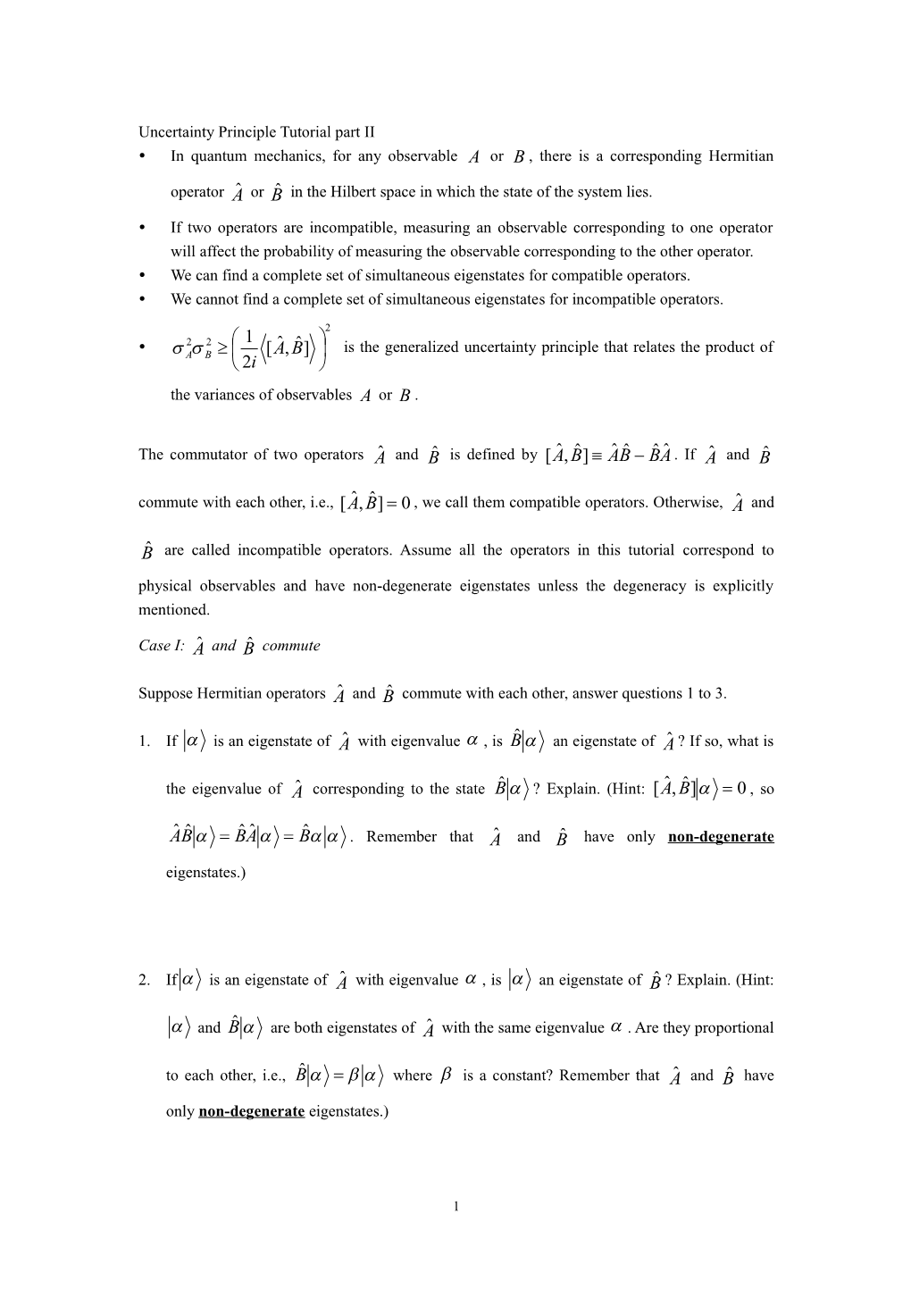 Uncertainty Principle Tutorial Part II