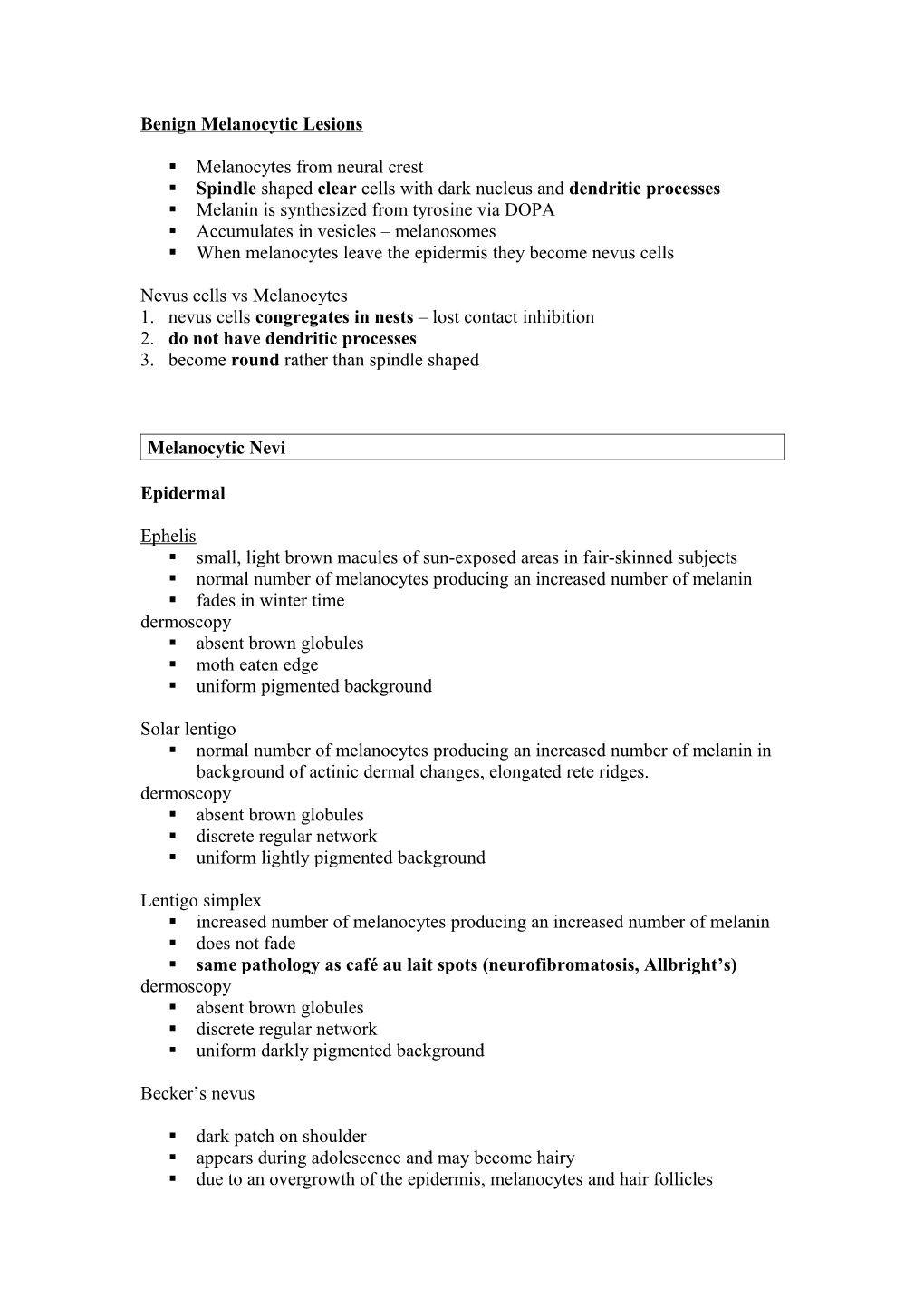 Benign Melanocytic Lesions