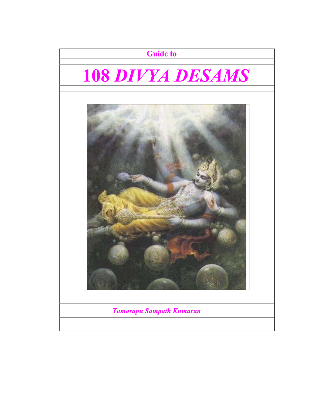 Guide to 108 DIVYA DESAMS