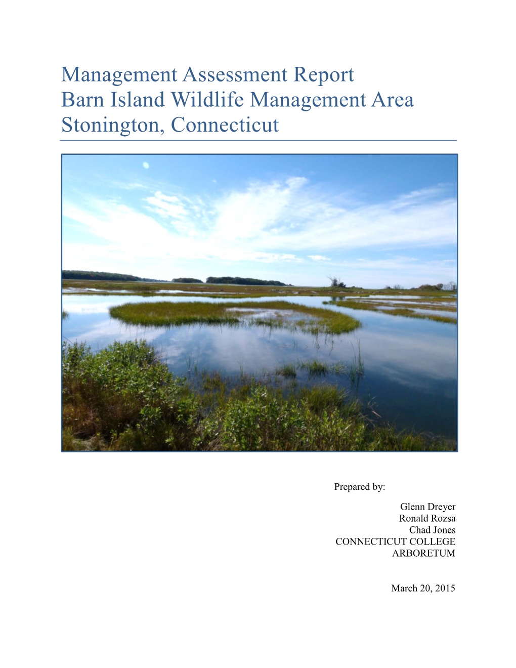 Management Assessment Report, Barn Island Wildlife Management