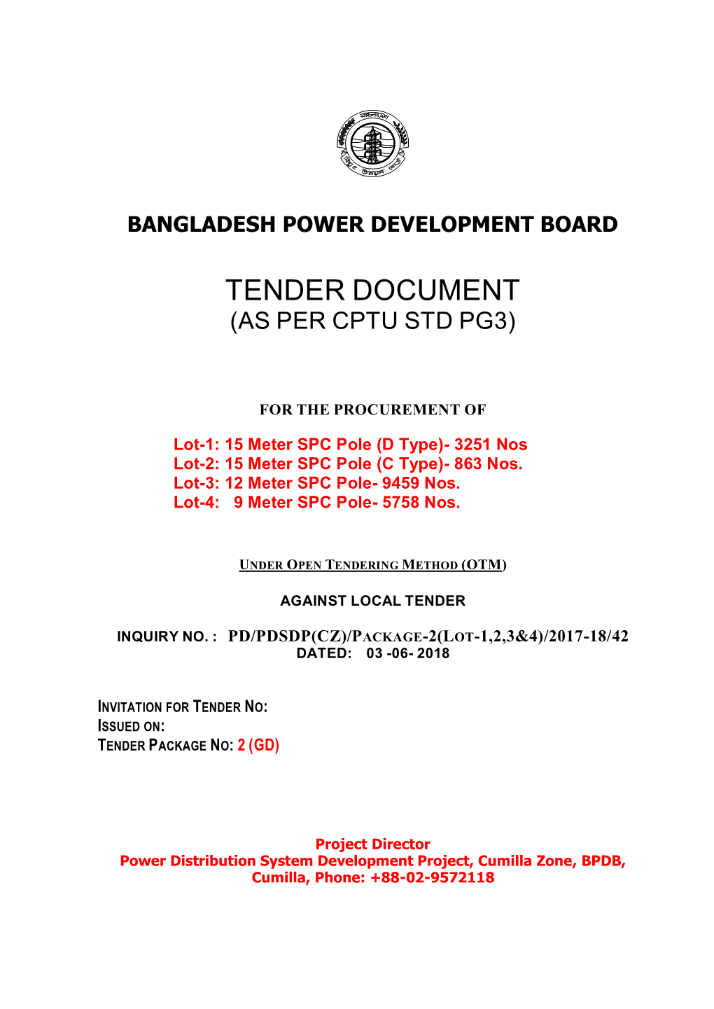 Tender Document (As Per Cptu Std Pg3)