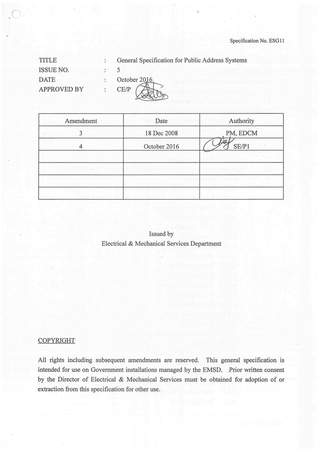 General Specification for Public Address Systems ISSUE NO