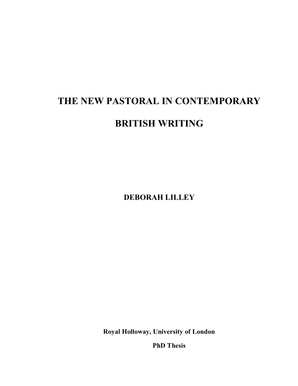 The New Pastoral in Contemporary British Writing 223