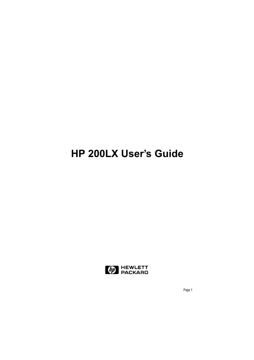 HP 200LX User's Reference