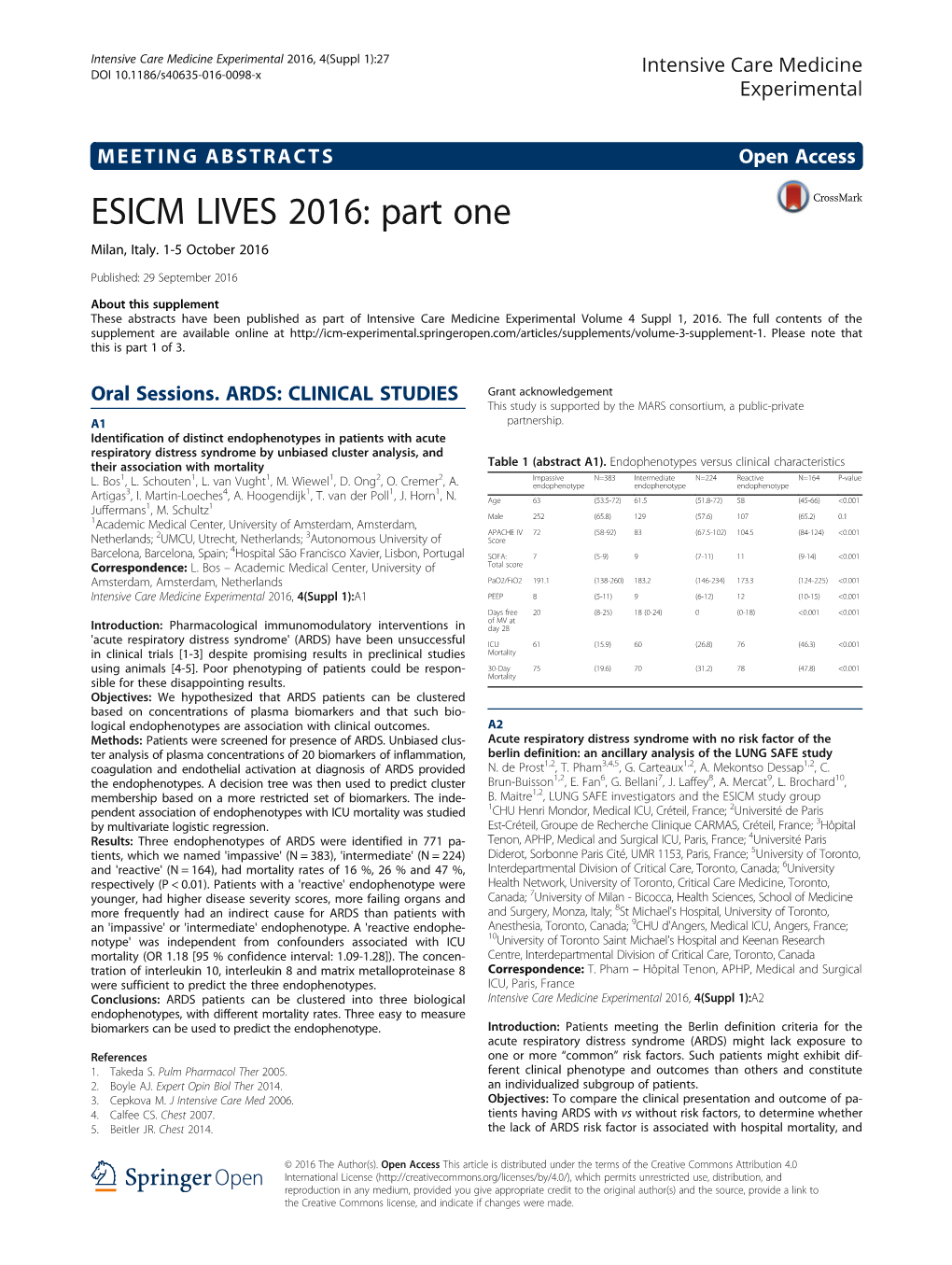 ESICM LIVES 2016: Part One Milan, Italy