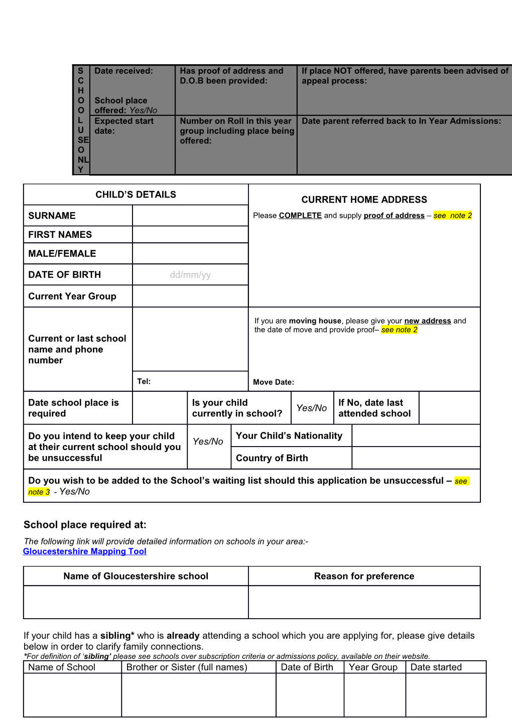 Does Your Child Have a EHCP (Educational Health and Care Plan)? Yes/No