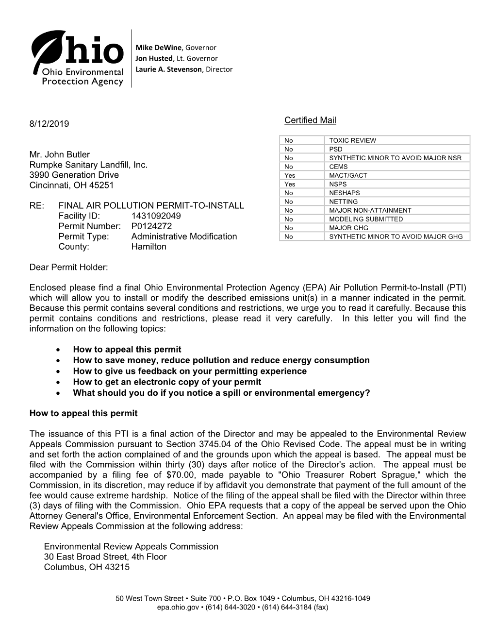 8/12/2019 Mr. John Butler Rumpke Sanitary Landfill, Inc