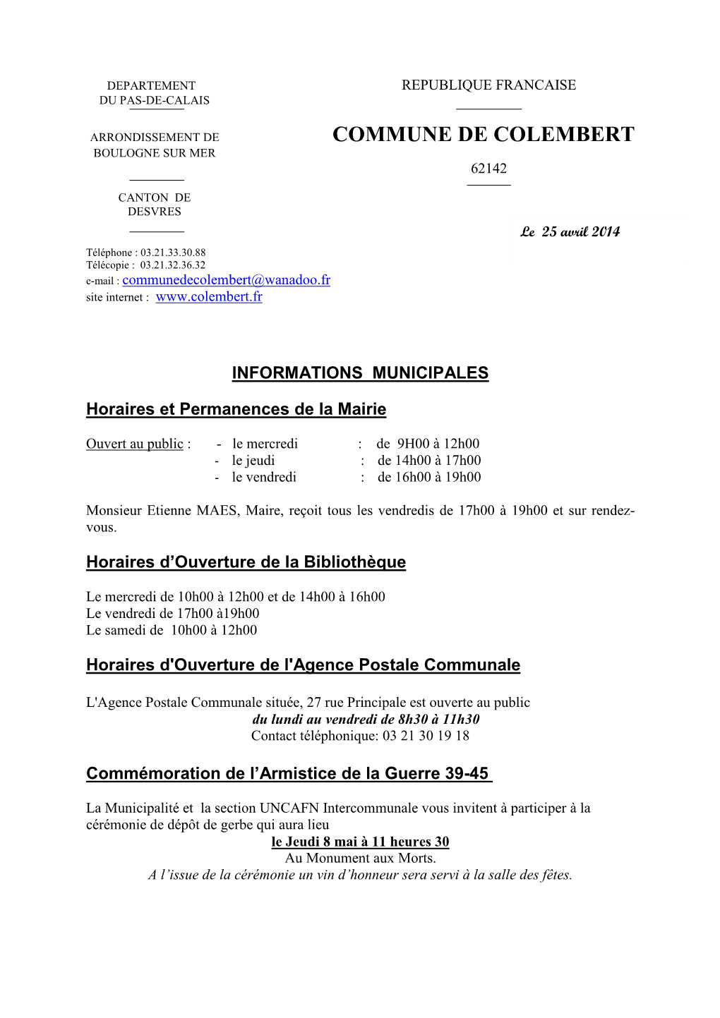 2014-04 Bulletin Municipal Avril 2014