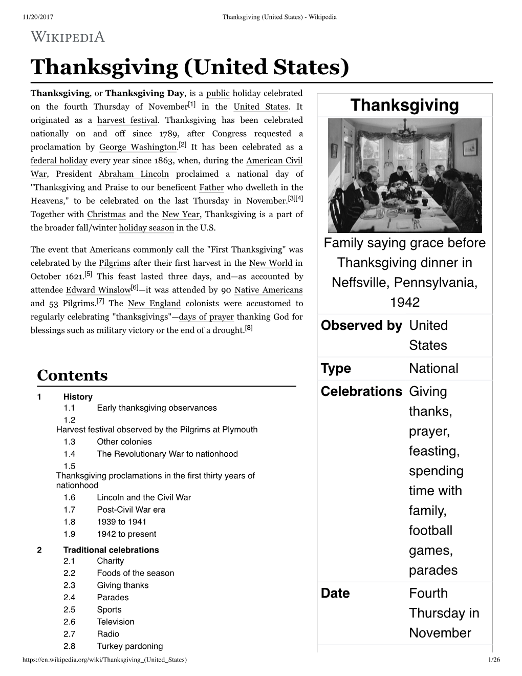 Thanksgiving (United States) - Wikipedia