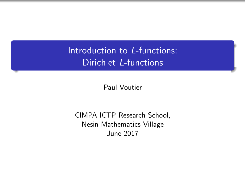 Dirichlet L-Functions