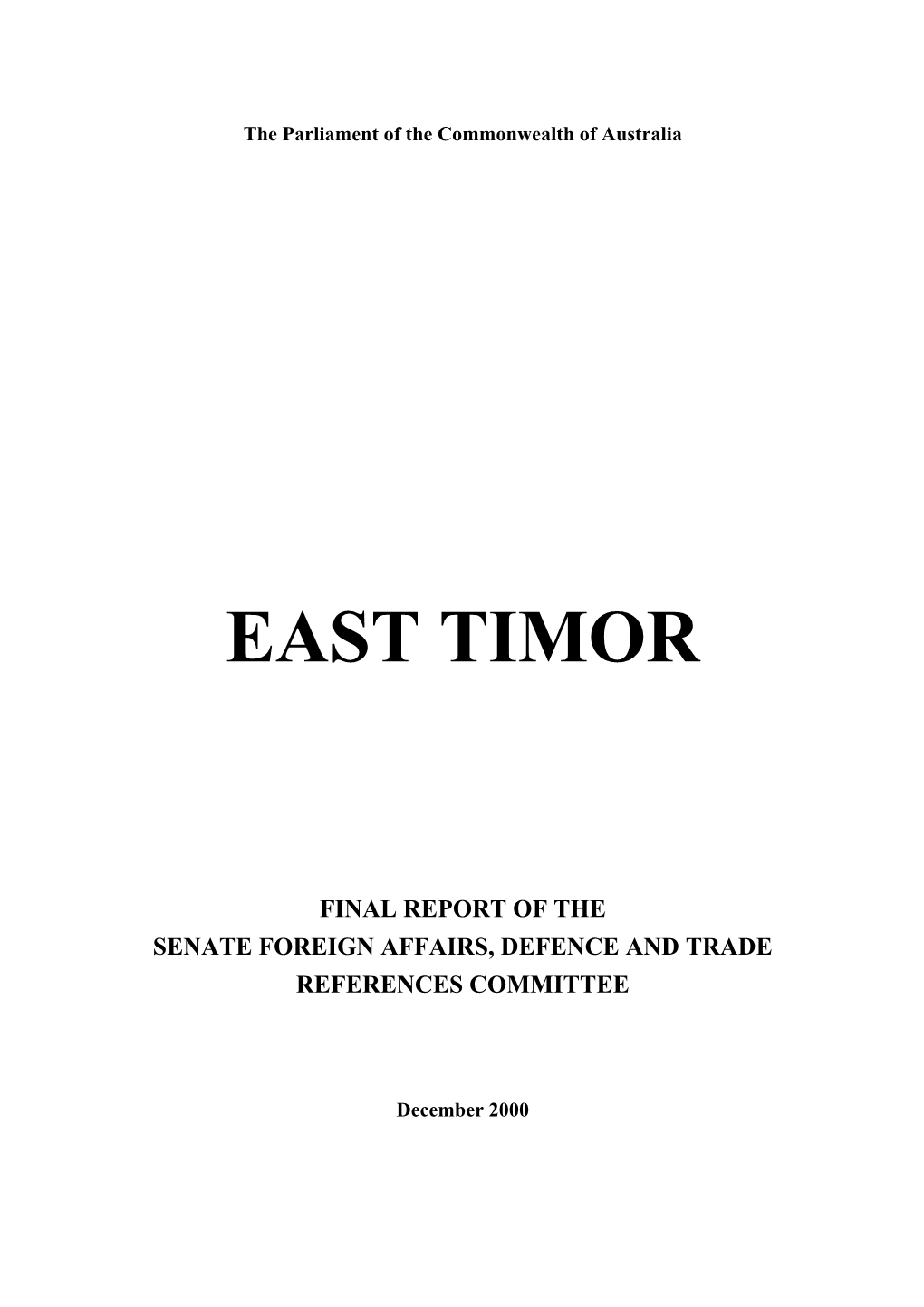 Report of the Senate Foreign Affairs, Defence and Trade References Committee