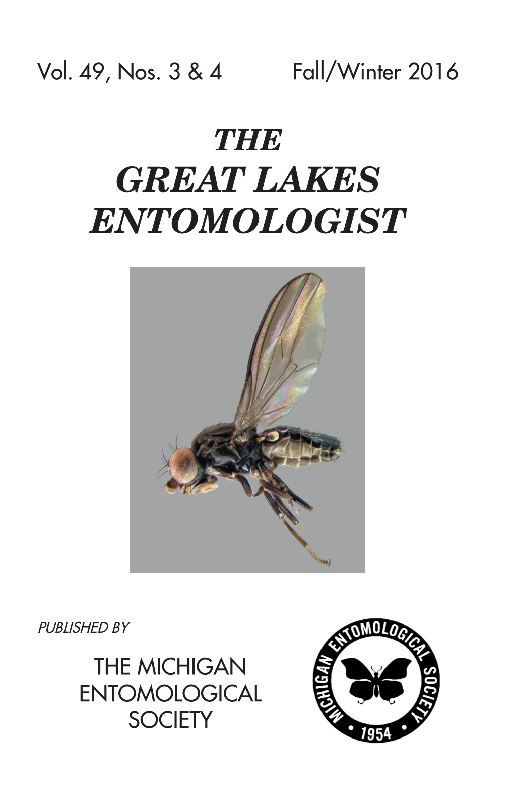 GREAT LAKES ENTOMOLOGIST the Great Lakes Entomologist Published by the Michigan Entomological Society Vol