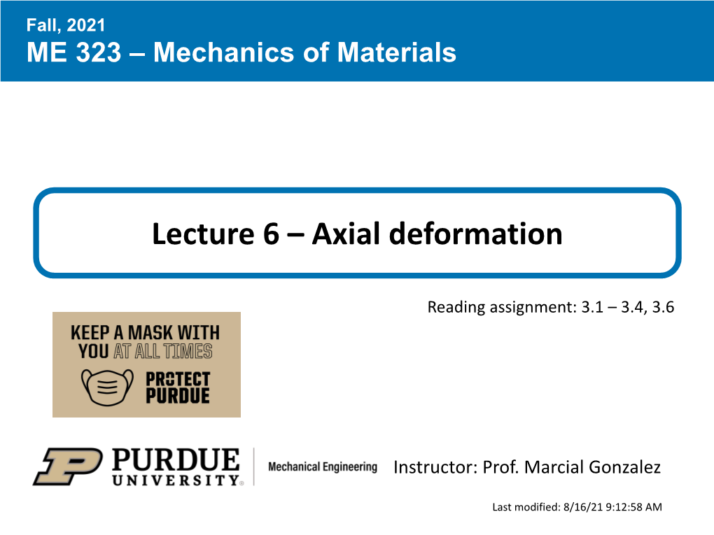 Lecture 6 – Axial Deformation