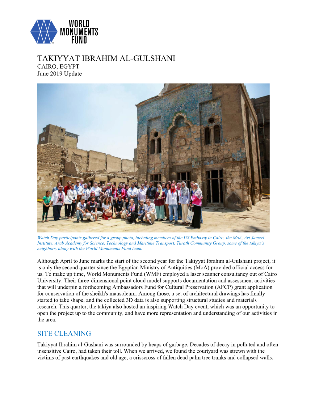 TAKIYYAT IBRAHIM AL-GULSHANI CAIRO, EGYPT June 2019 Update