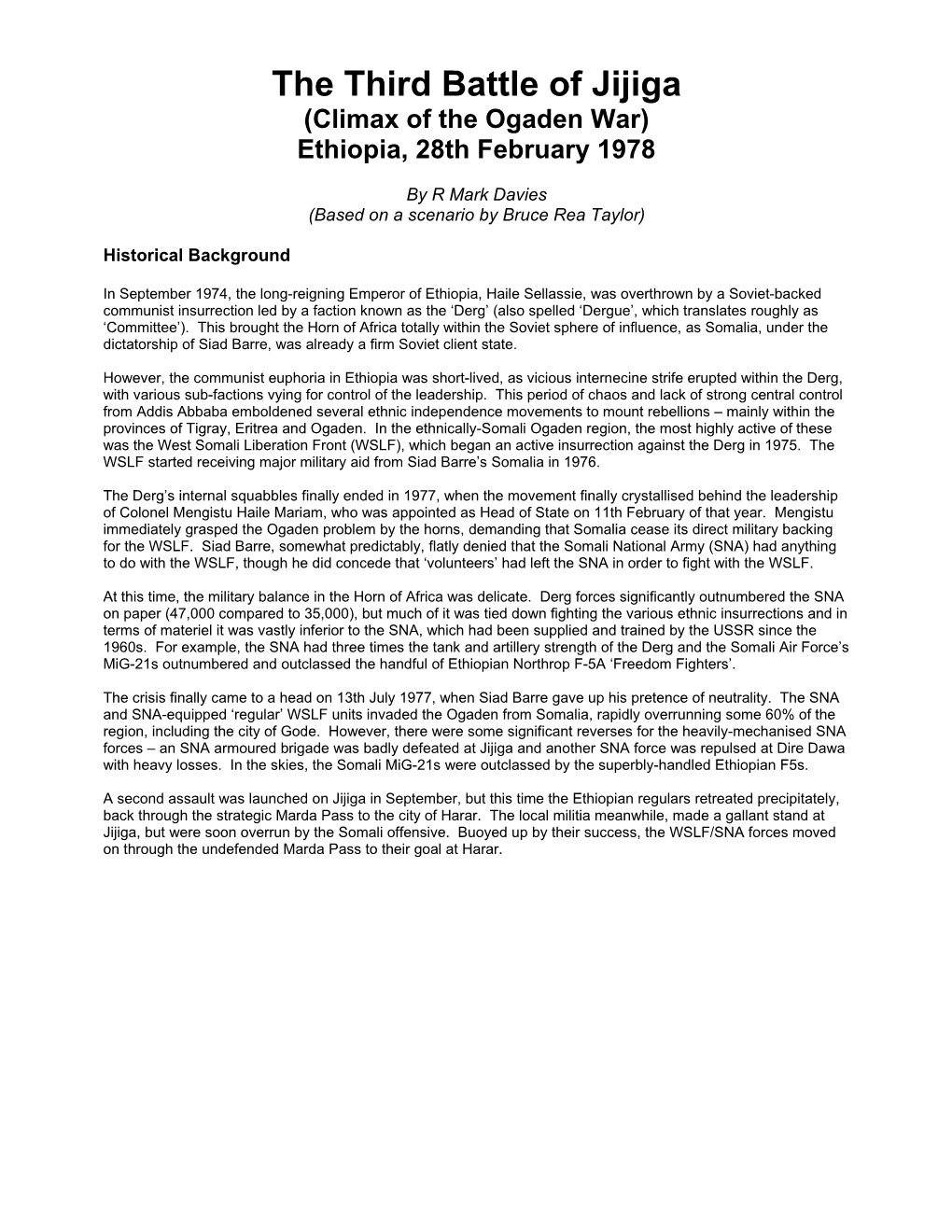 The Third Battle of Jijiga (Climax of the Ogaden War) Ethiopia, 28Th February 1978