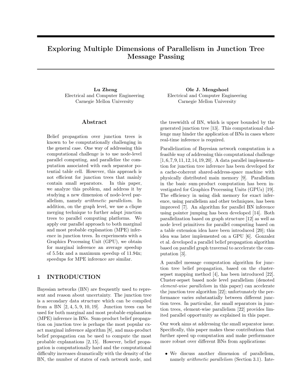 Exploring Multiple Dimensions of Parallelism in Junction Tree Message Passing