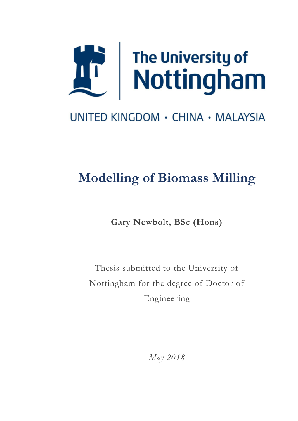 Modelling of Biomass Milling