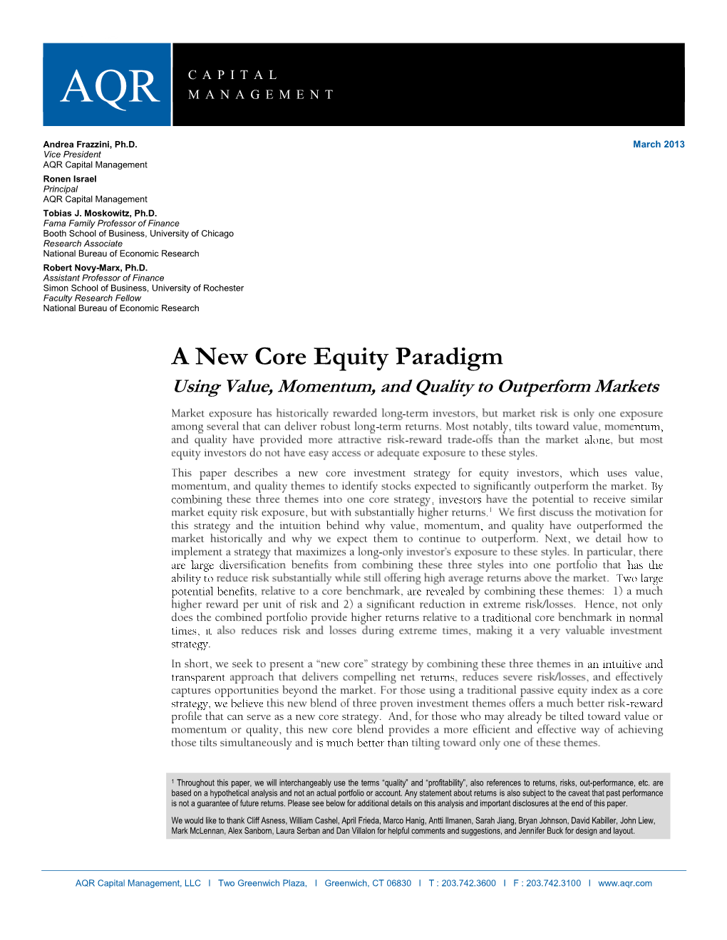 The Case for Core Equity