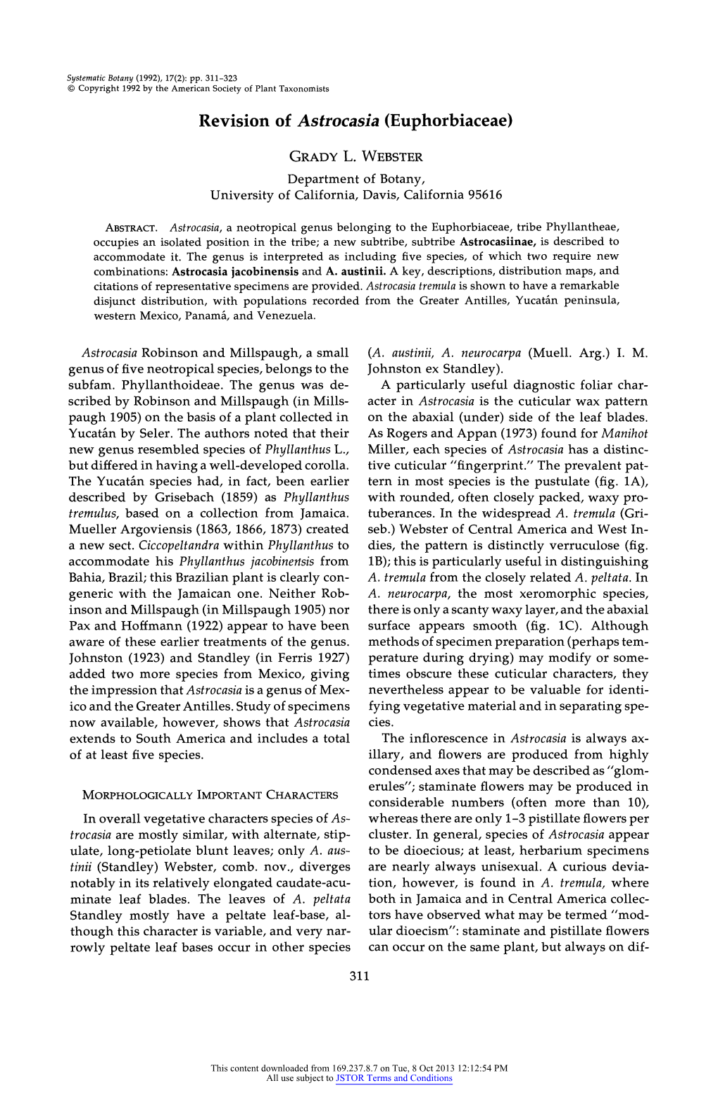 Revision of Astrocasia (Euphorbiaceae)