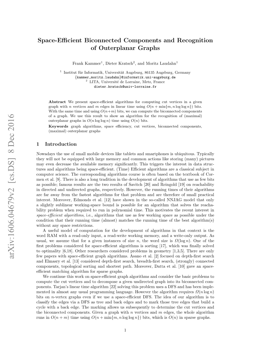 Arxiv:1606.04679V2 [Cs.DS] 8 Dec 2016 and Elmasry Et Al