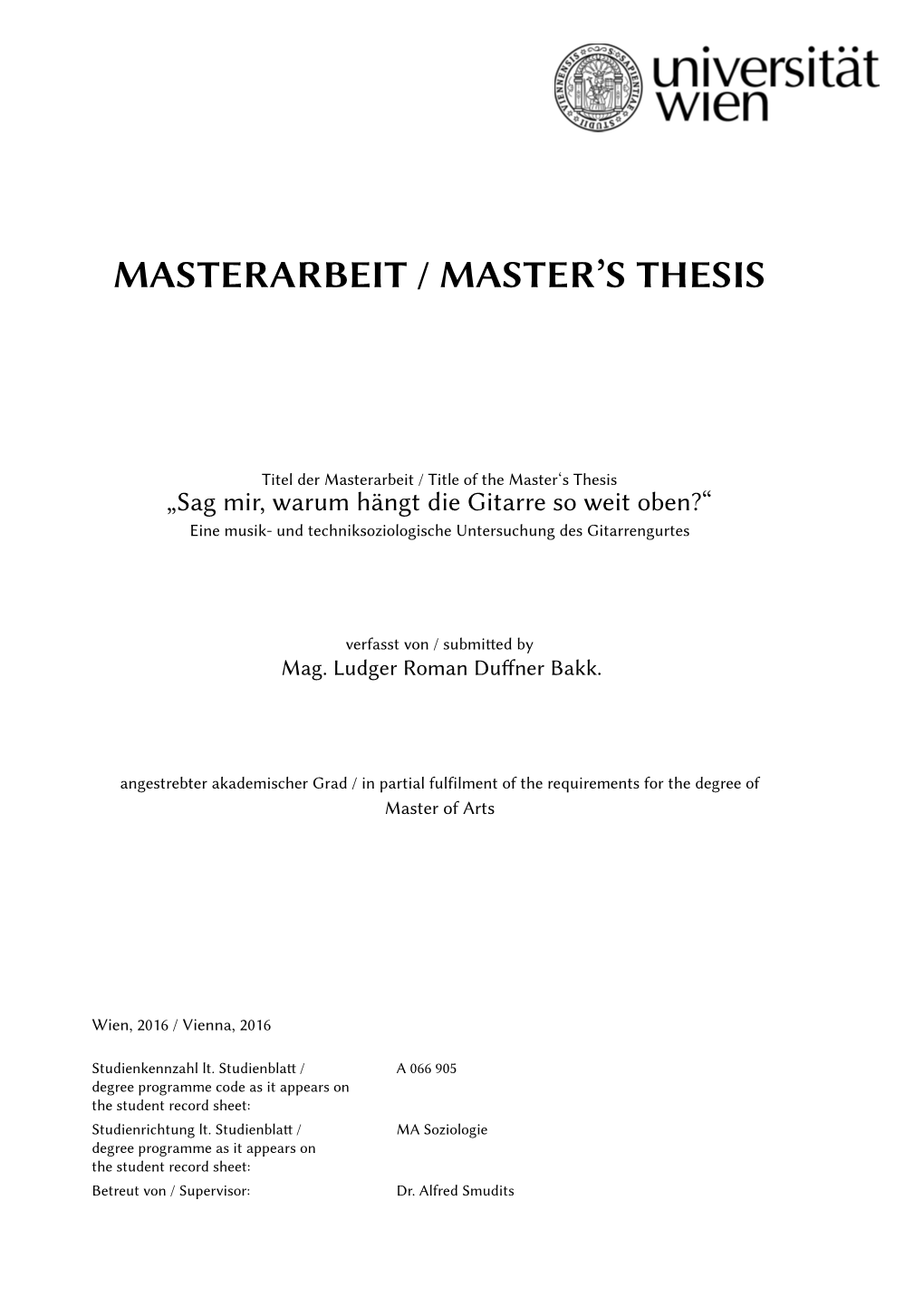 Masterarbeit / Master's Thesis