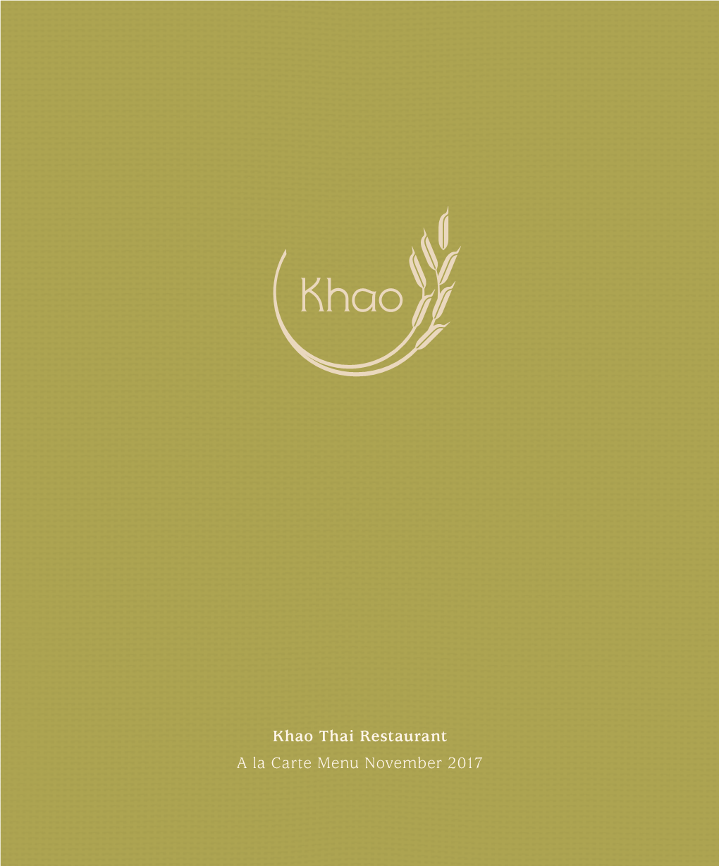 Khao Thai Restaurant a La Carte Menu November 2017 Appetizers