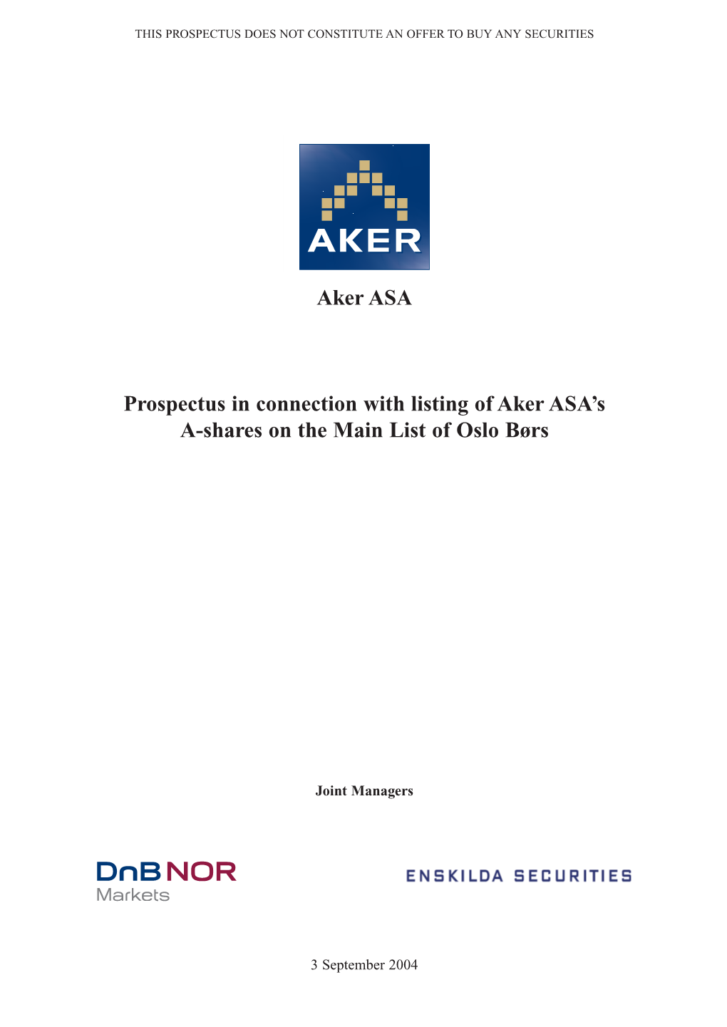 Aker ASA Prospectus