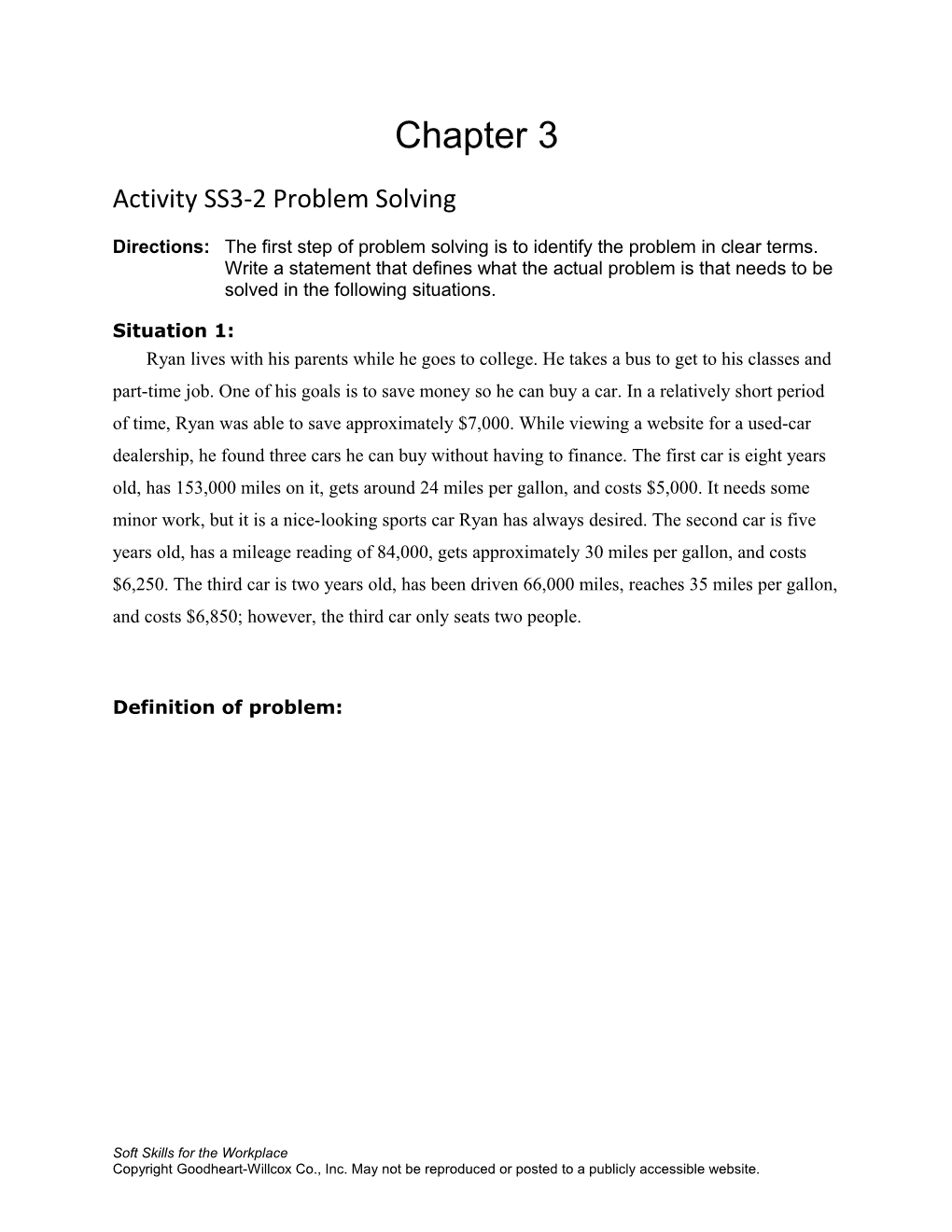 Activity SS3-2 Problem Solving