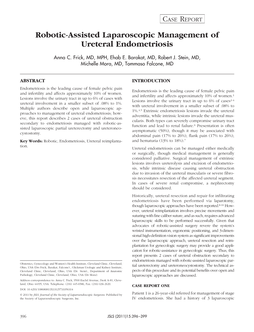 Robotic-Assisted Laparoscopic Management of Ureteral Endometriosis