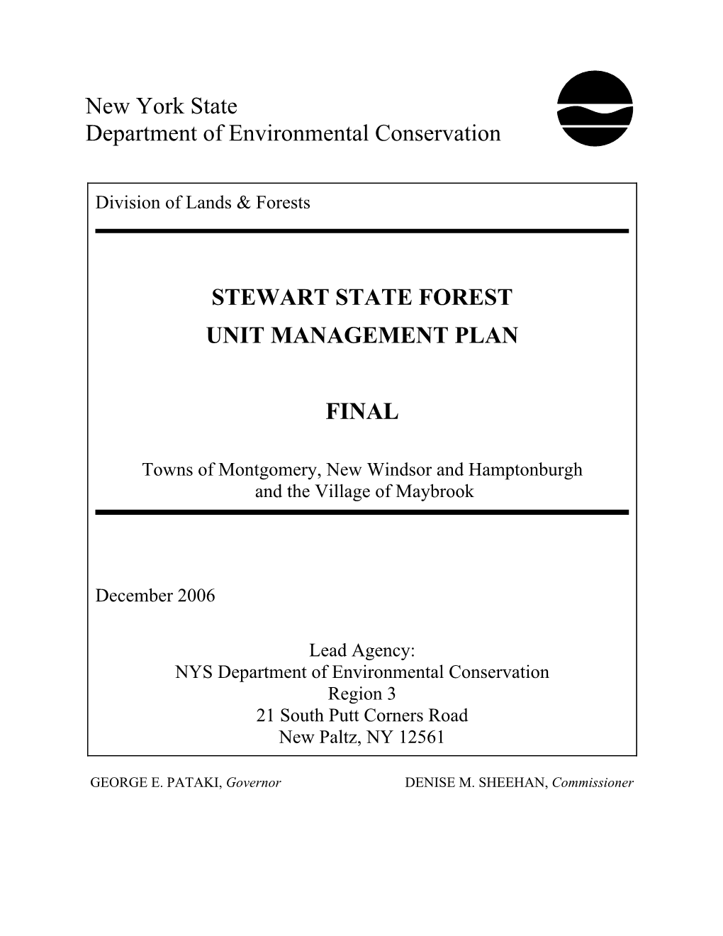 Stewart State Forest Unit Management Plan Final