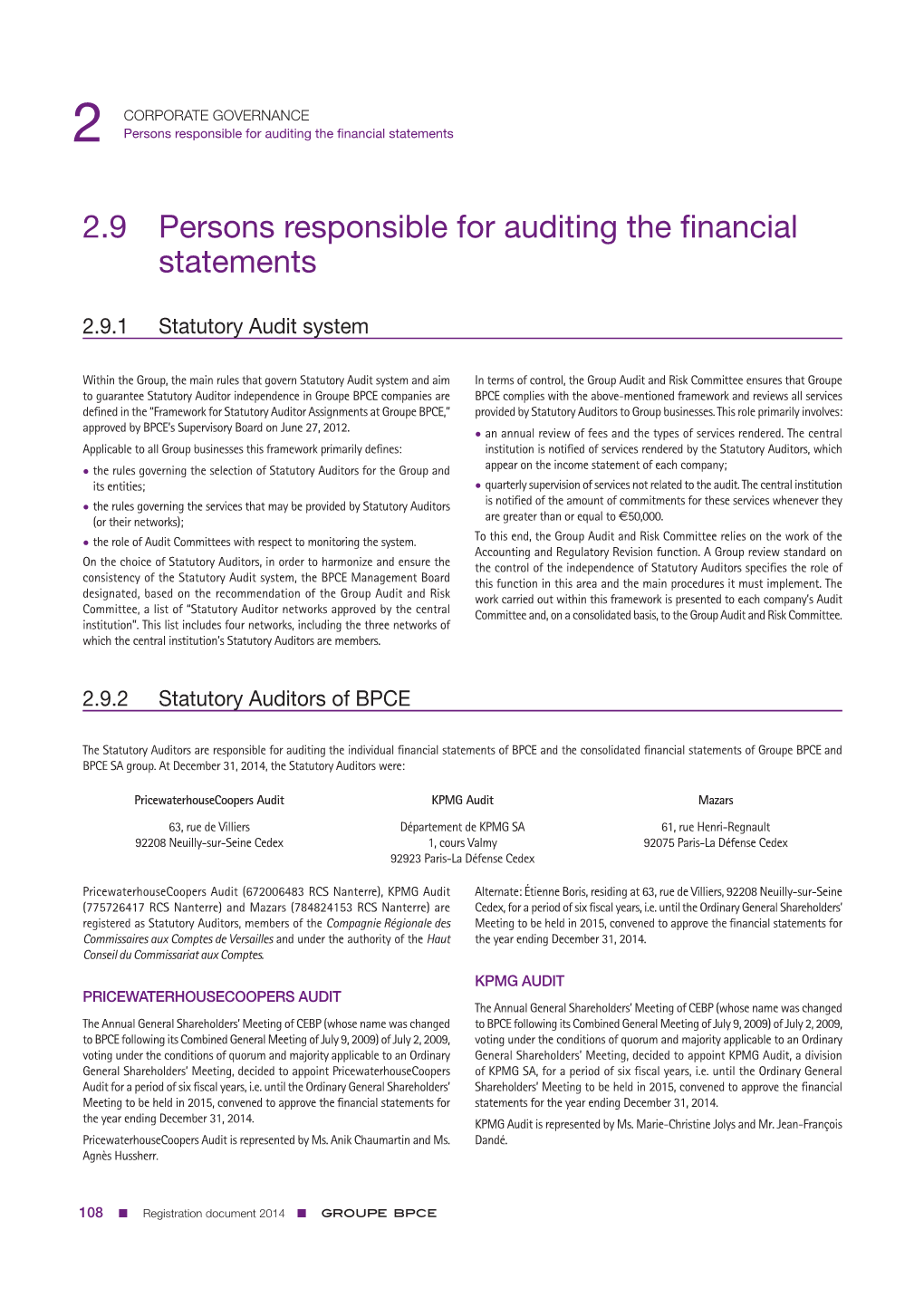 2 Persons Responsible for Auditing the Financial Statements