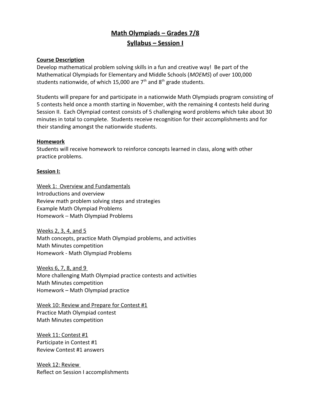 Math Olympiads Grades 7/8