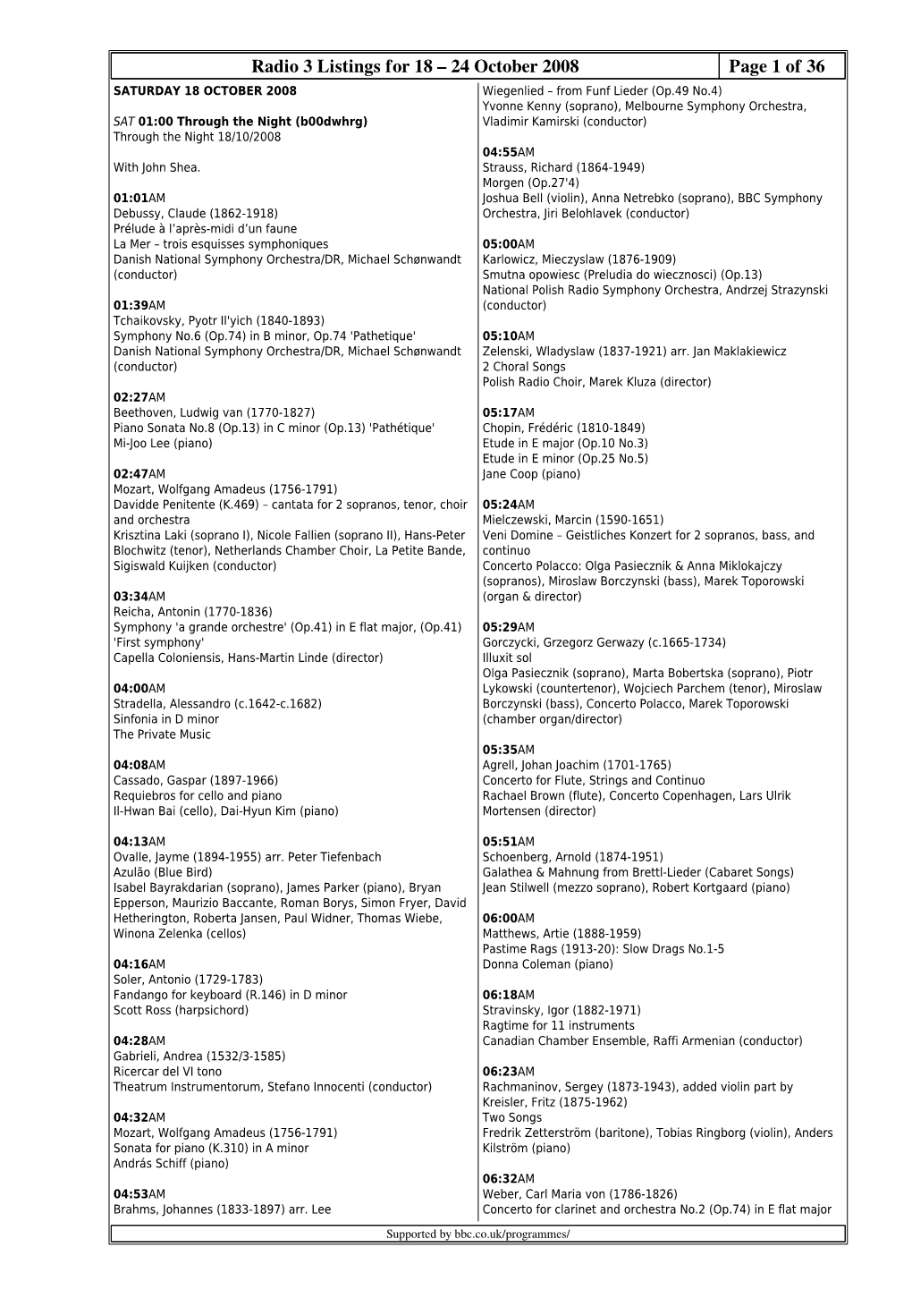 Radio 3 Listings for 18 – 24 October 2008 Page