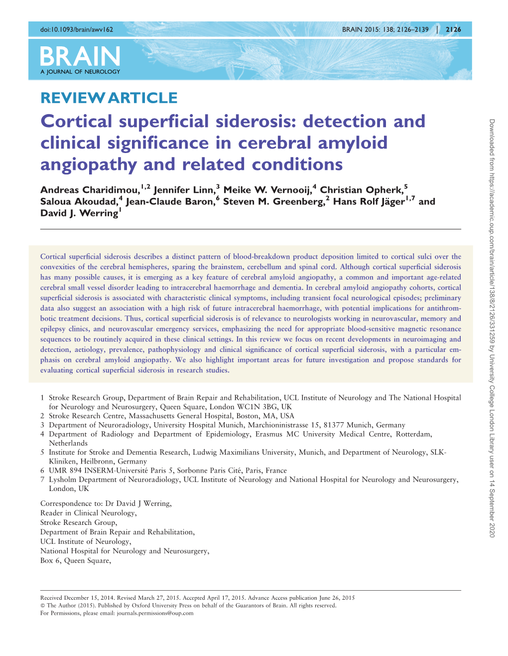 Cortical Superficial Siderosis: Detection and Clinical Significance In