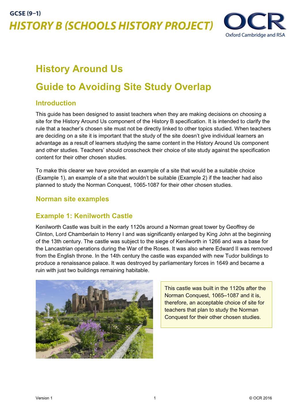 History Around Us Guide to Avoiding Site Study Overlap