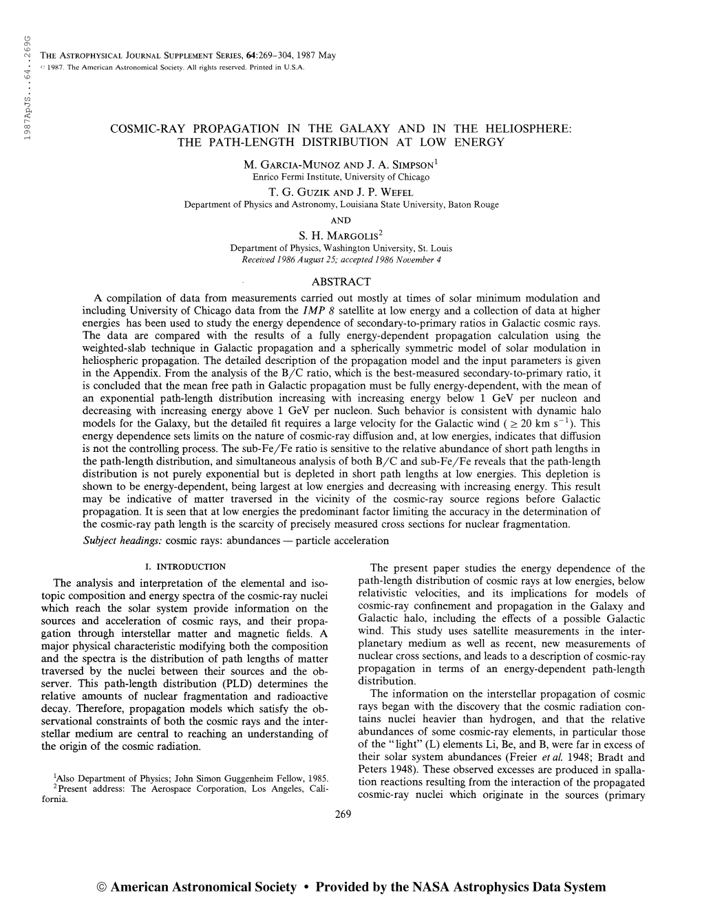 198 7Apjs. . .64. .2 6 9G the Astrophysical Journal Supplement
