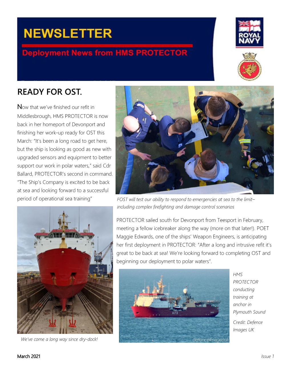 March 2021 HMS Protector Newsletter