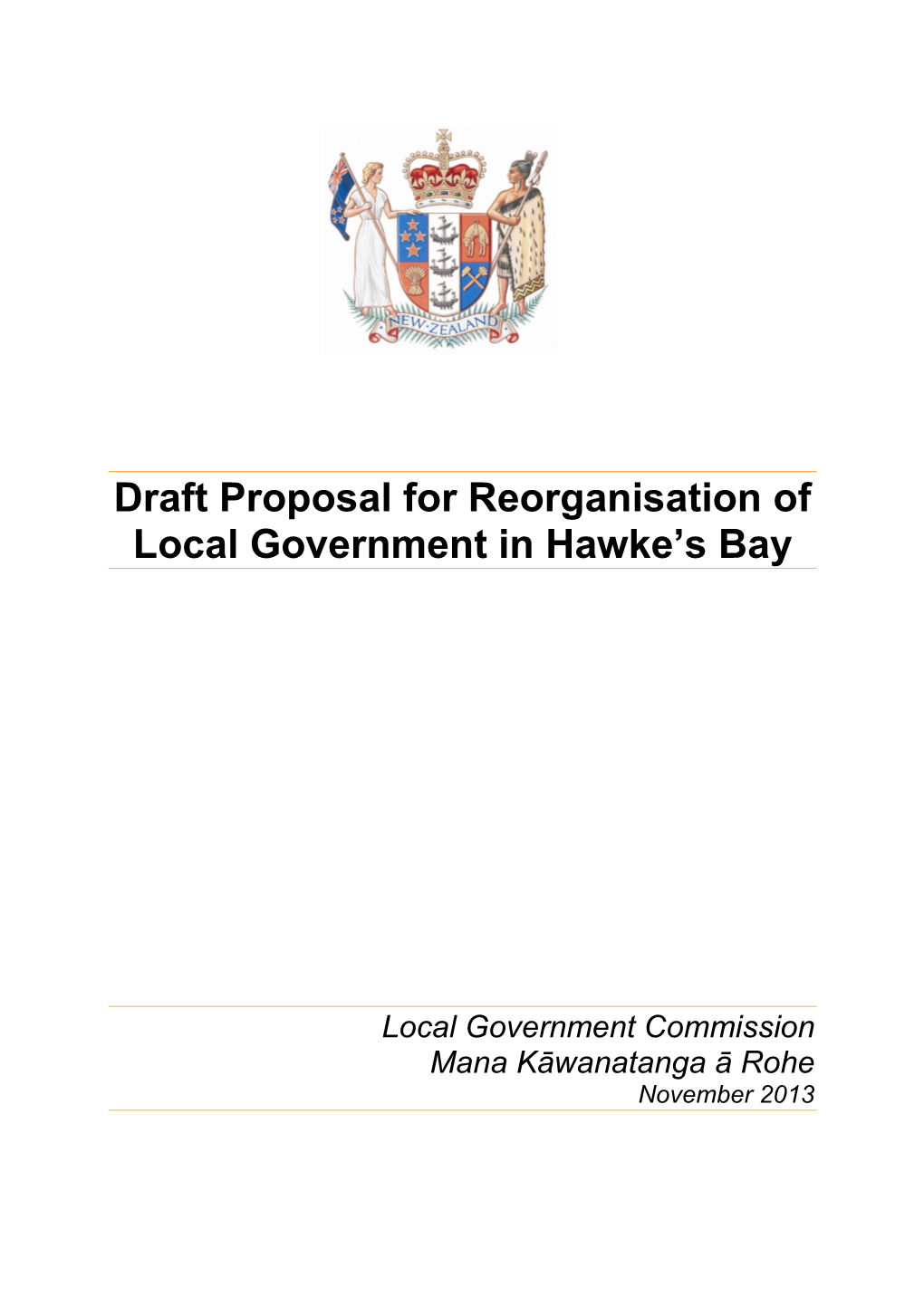 Draft Proposal for Reorganisation of Local Government in Hawke's