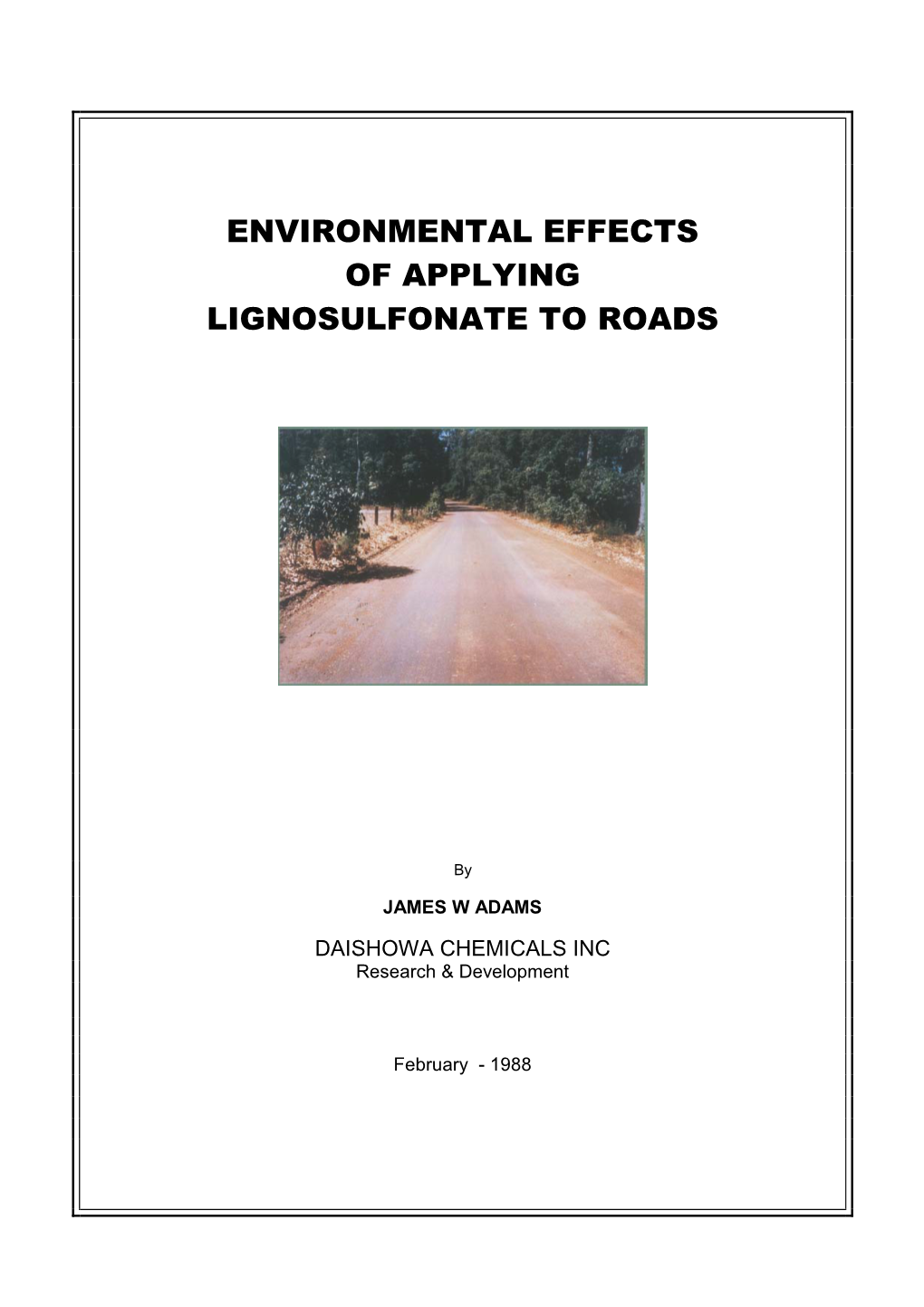 Environmental Effects of Applying Lignosulfonate to Roads