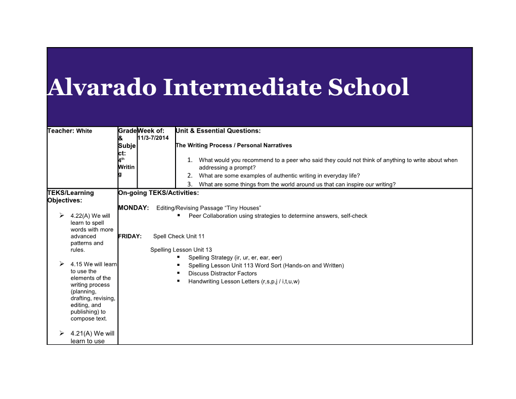 Alvarado Intermediate School