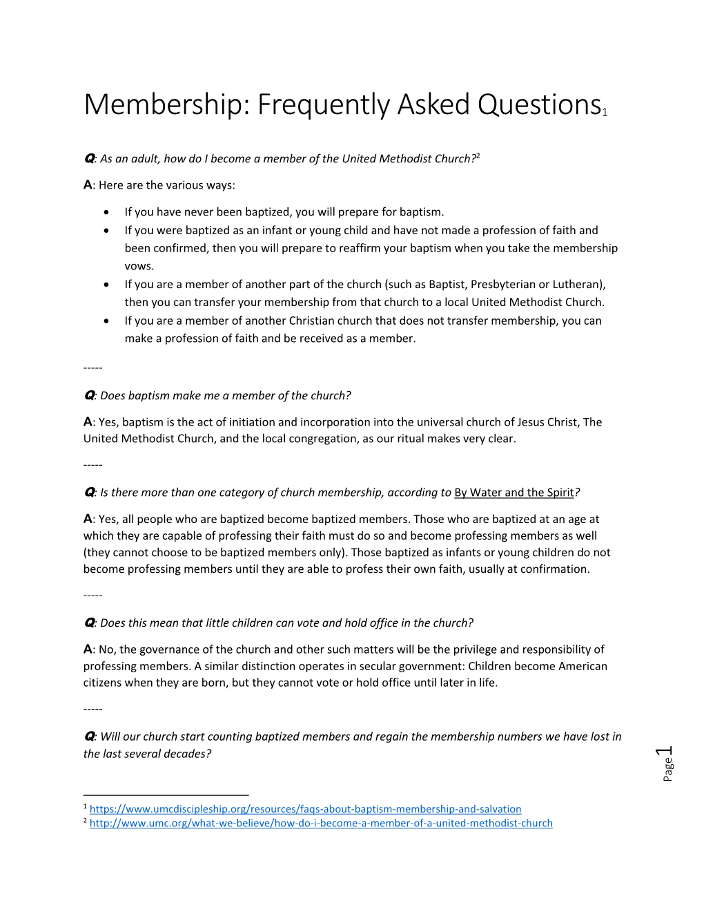 Membership: Frequently Asked Questions1