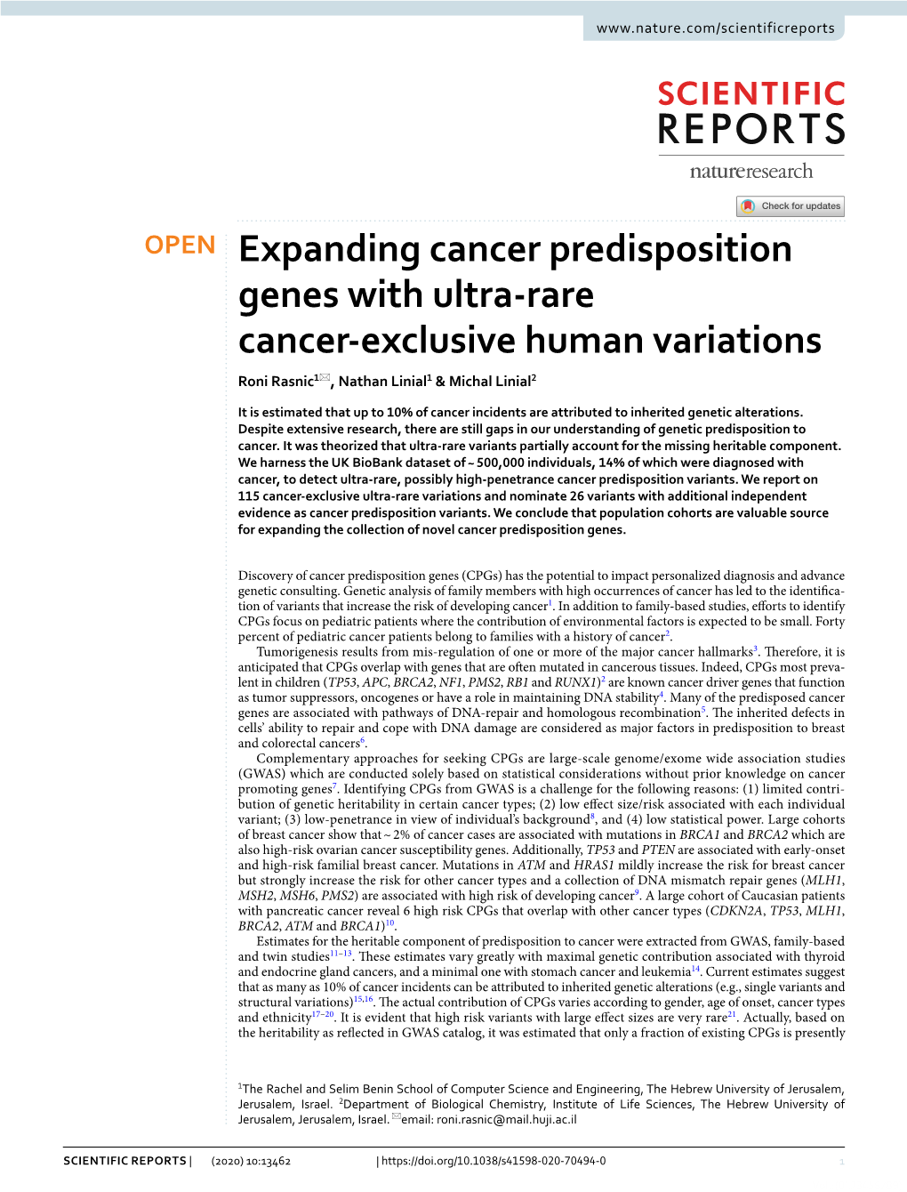 Expanding Cancer Predisposition Genes with Ultra-Rare Cancer-Exclusive Human Variations