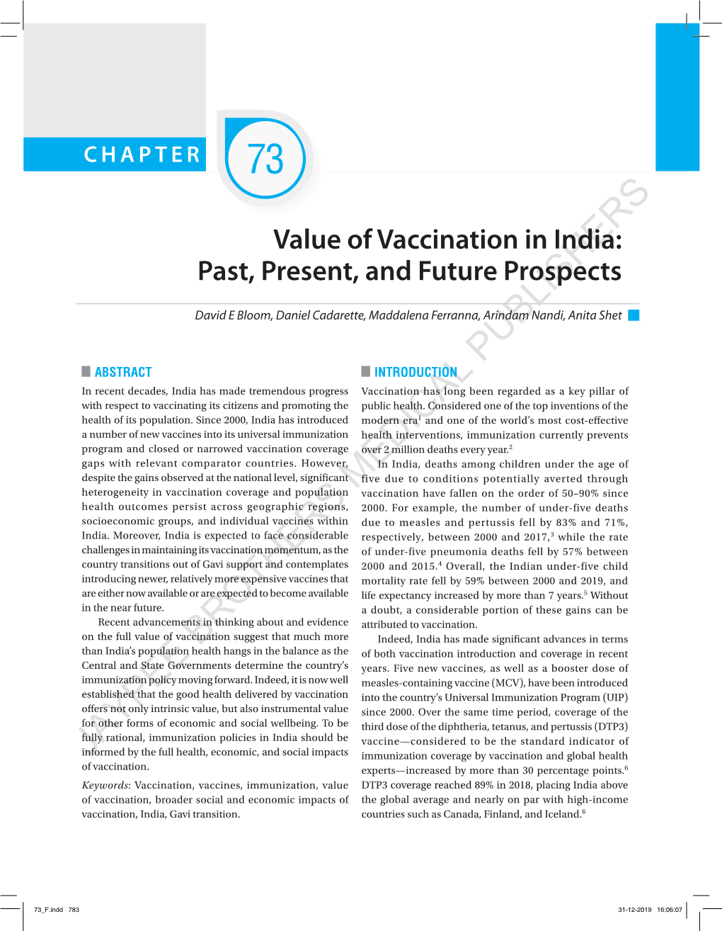 Value of Vaccination in India: Past, Present, and Future Prospects