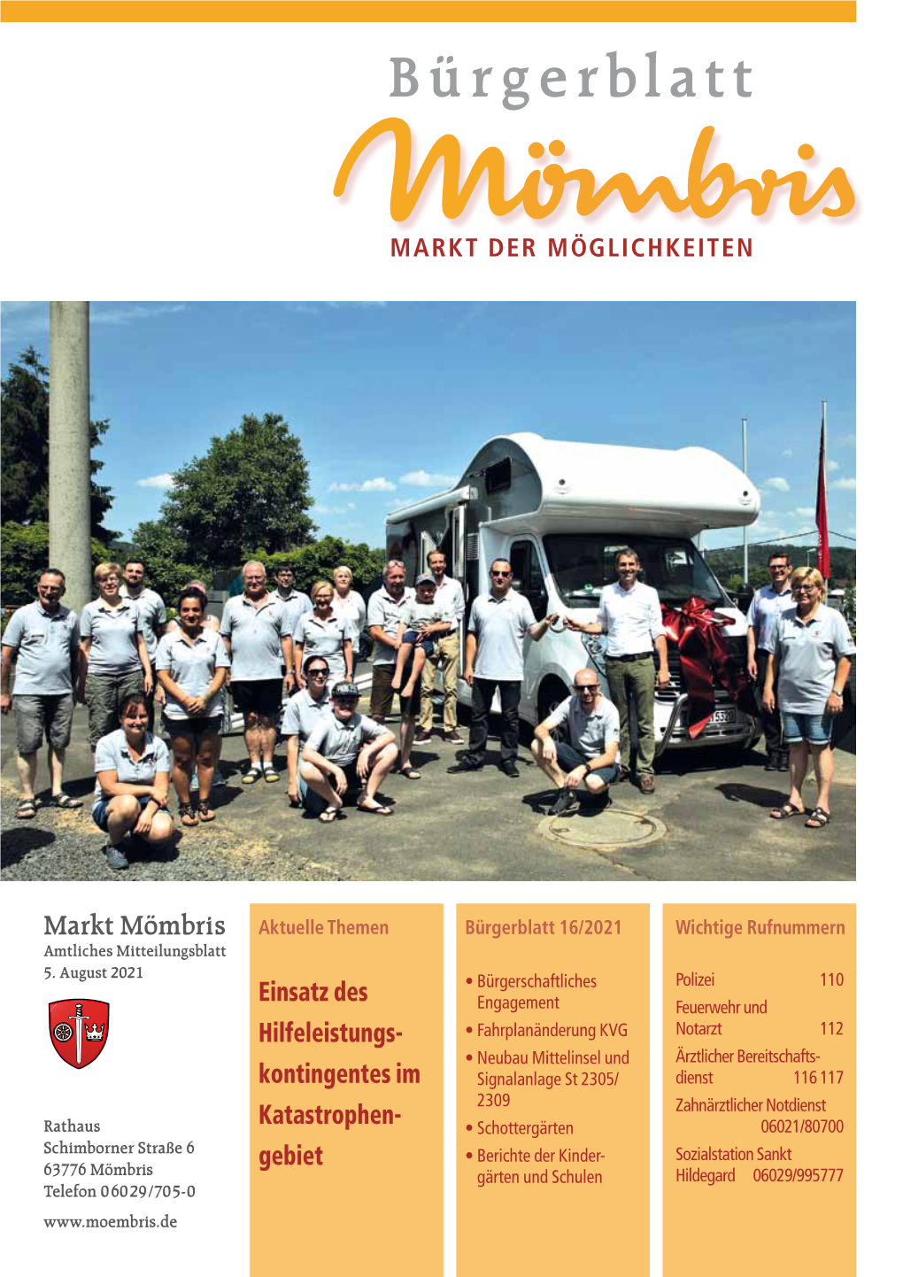 Markt Mömbris Aktuelle Themen Bürgerblatt 16/2021 Wichtige Rufnummern Amtliches Mitteilungsblatt 5