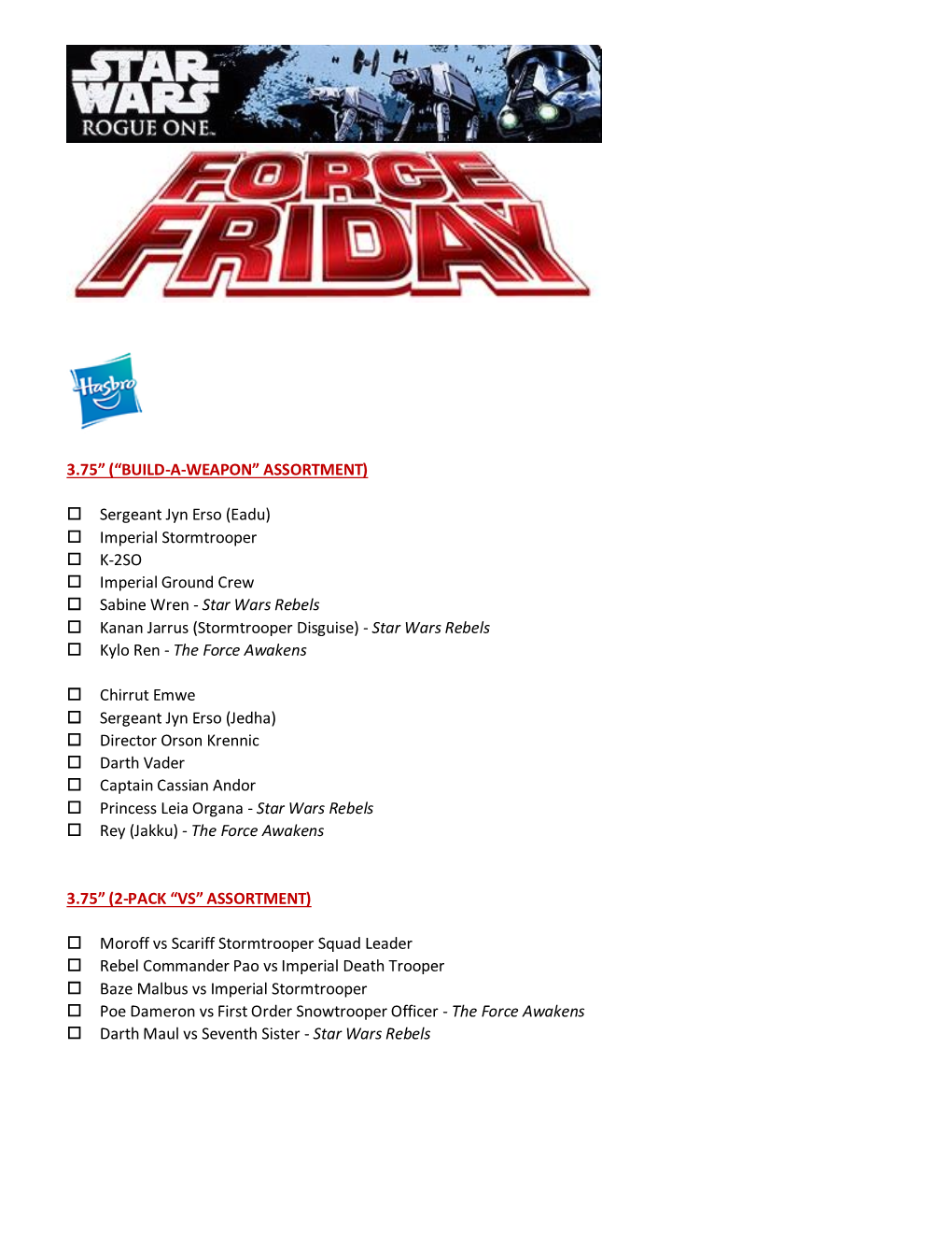 Force Friday Checklist