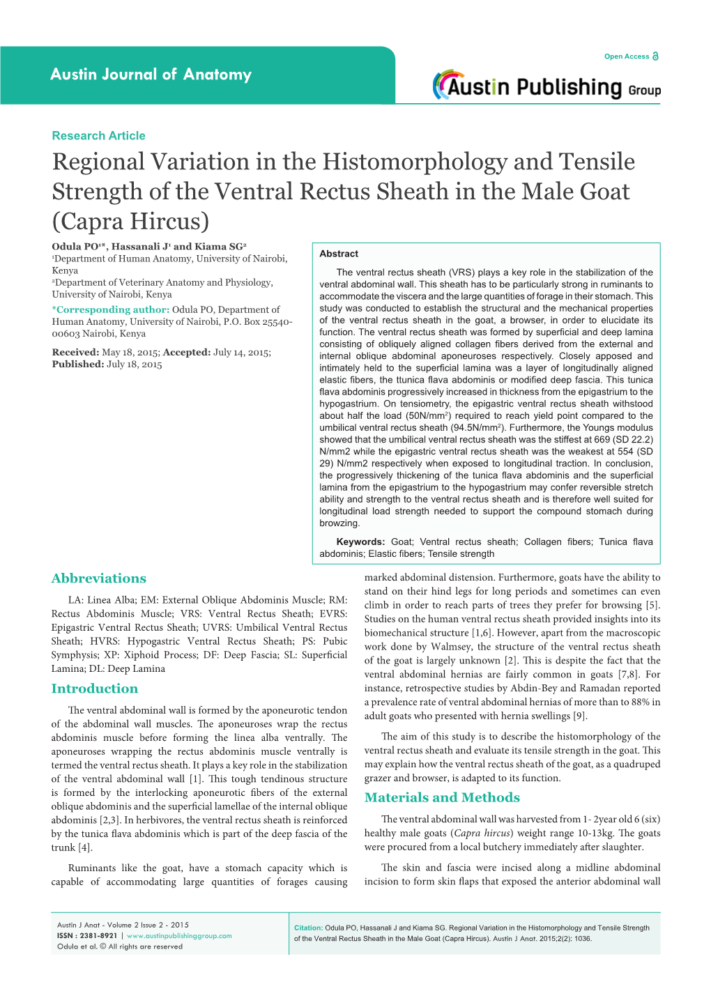 Regional Variation in the Histomorphology and Tensile