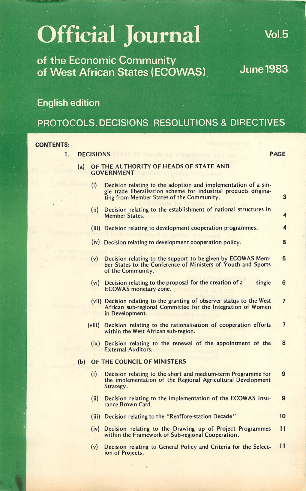 Fficial Journal of the Economic Community of West African States (ECOWAS)