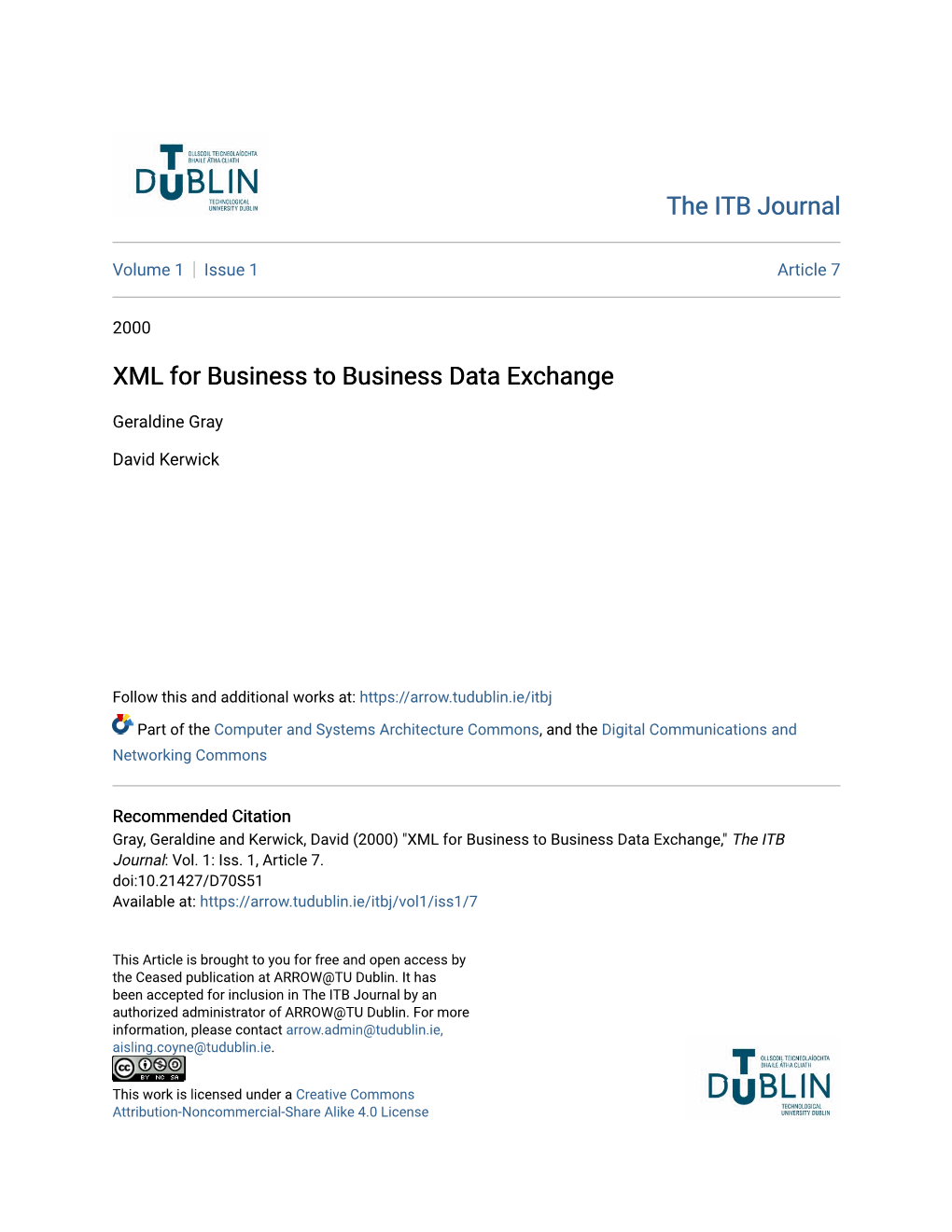 XML for Business to Business Data Exchange